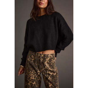 12th Tribe Maxine Black Cropped Sweater Size LL
